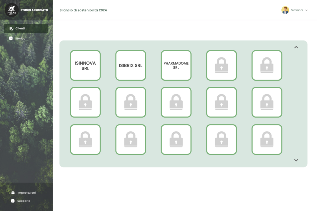 dashboard piattaforma per la redazione del bilancio di sostenibilità